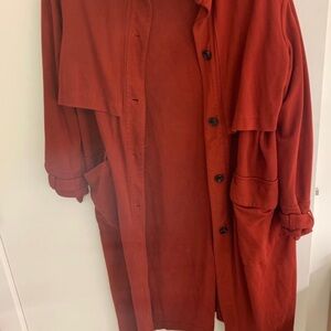 Rust Red Long Trench Coat
